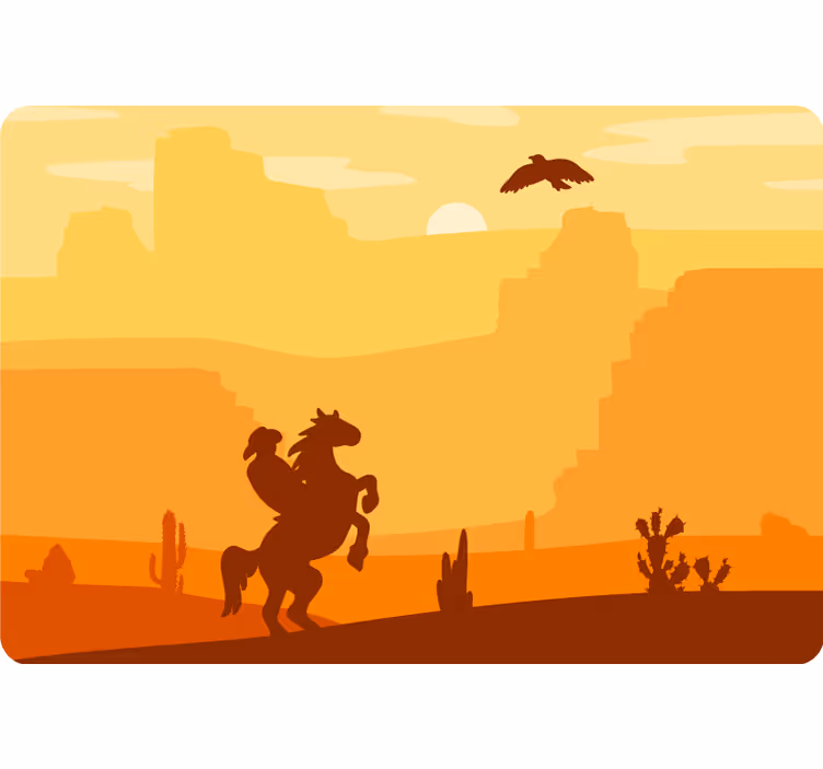 Fotomurale deserto paesaggio cowboy laptop - TenStickers