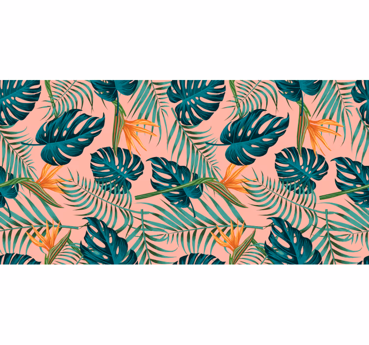 Carta da parati giungla acquerello verde e rosa - TenStickers