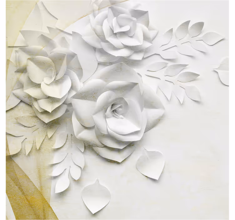 Fotomurale per bagno fiori eleganti oro e bianco - TenStickers