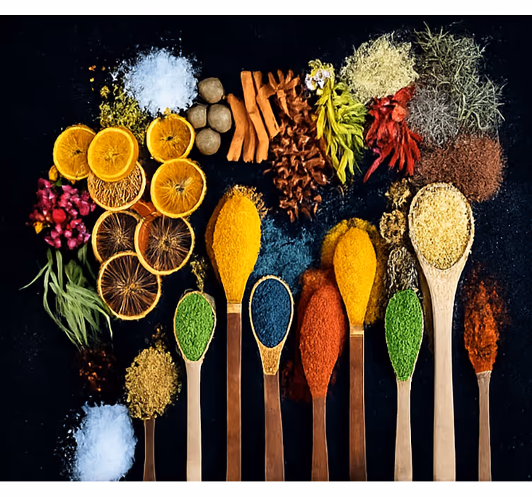 Fotomurale per cucina cucchiaio di legno con spezie - TenStickers