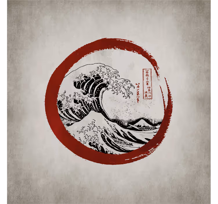 Fotomurale beige grande onda di kanagawa - TenStickers