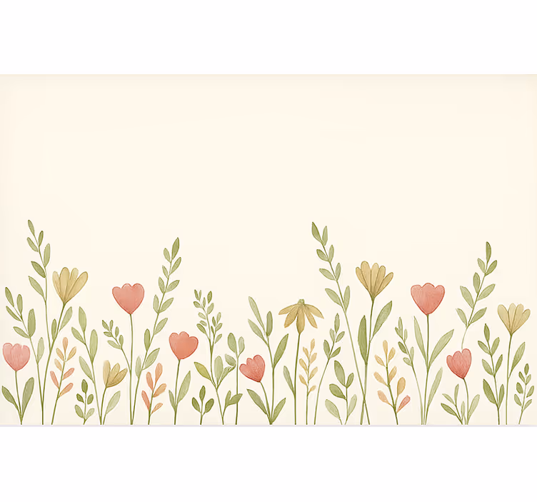 Fotomurale beige bordo fiori di campo - TenStickers