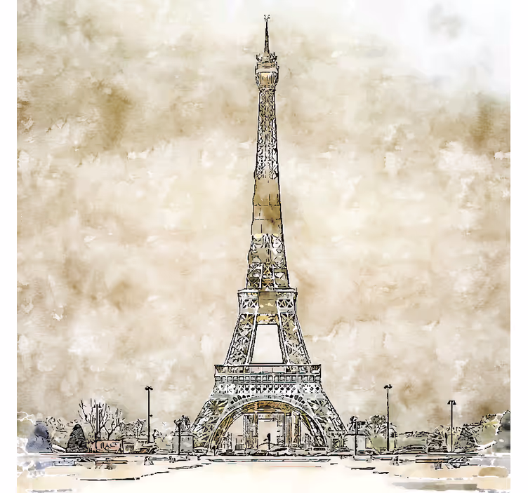 Fotomurale beige dipinto a acquerello torre eiffel - TenStickers