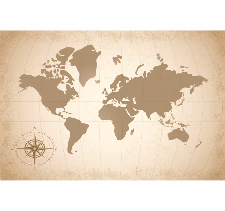 Fotomurale beige mappa del mondo vintage antica - TenStickers