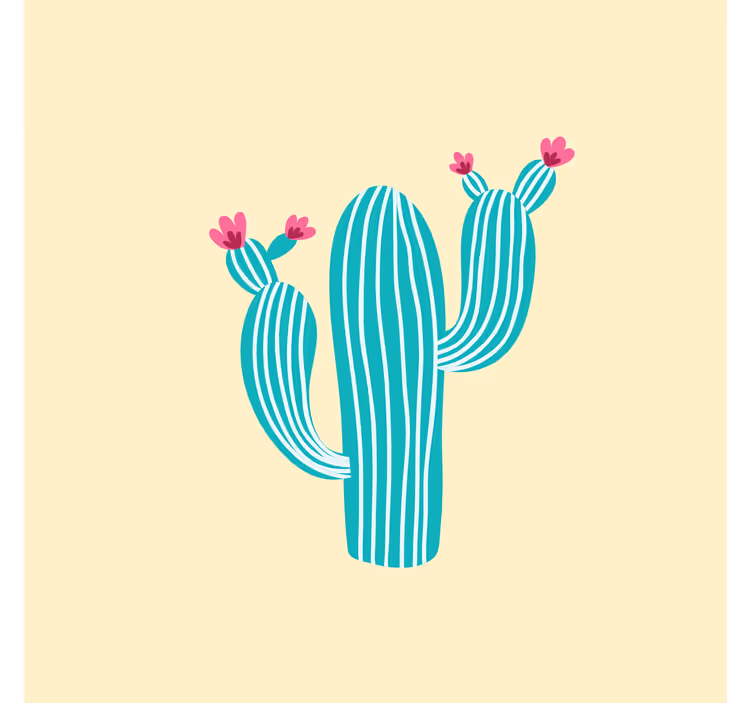 Fotomurale giallo cactus e fiori pastello - TenStickers