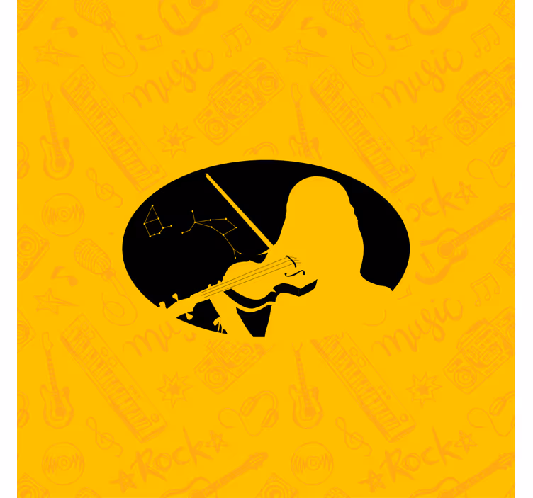 Fotomurale giallo silhouette di violinista ispirato - TenStickers