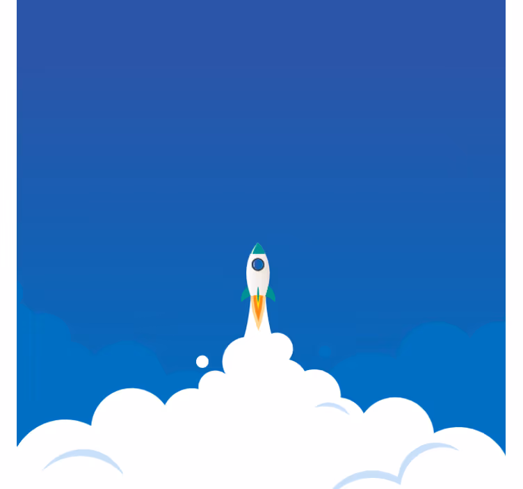 Fotomurale blu cartone animato razzo nello spazio - TenStickers