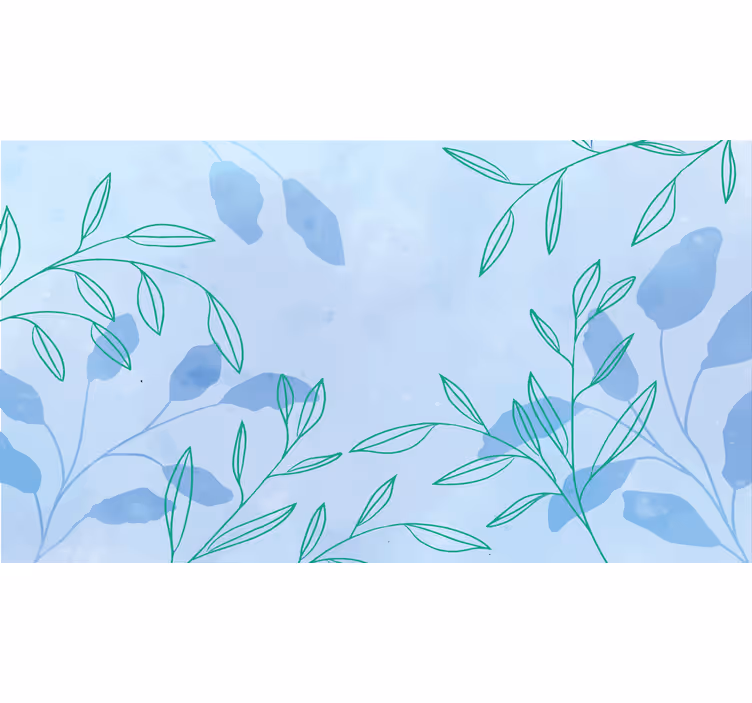 Fotomurale blu foglie eleganti acquerellate - TenStickers