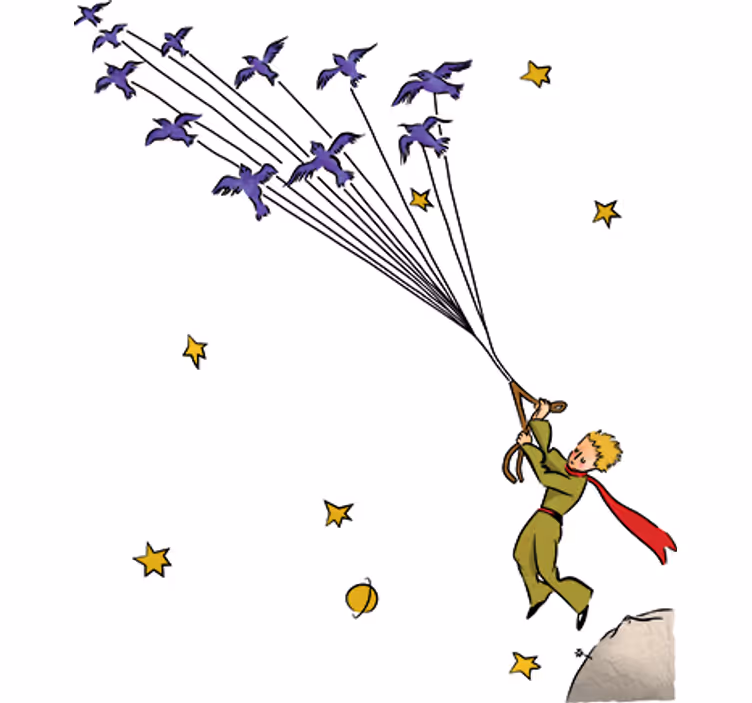 Fotomurale bianco principino che vola colorato - TenStickers