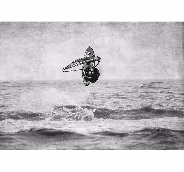 Fotomurale grigio windsurf bianco e nero - TenStickers
