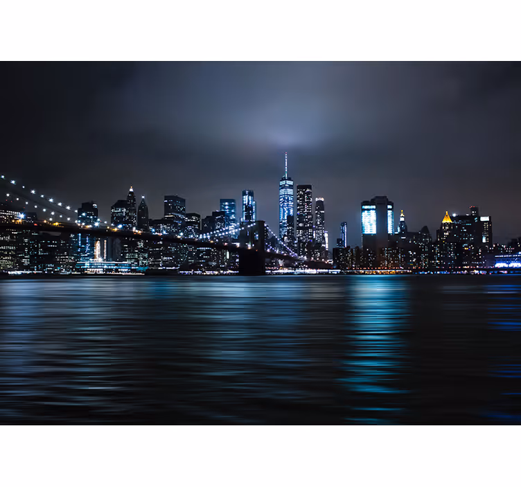 Fotomurale nero panorama notturno urbano - TenStickers