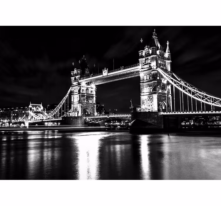 Fotomurale nero ponte di londra di notte - TenStickers