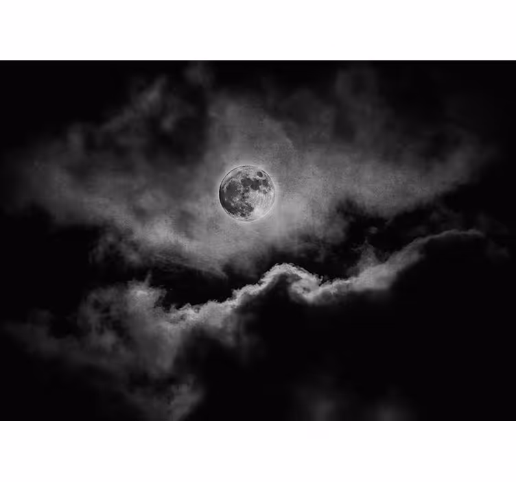 Fotomurale nero luna e nuvole - TenStickers