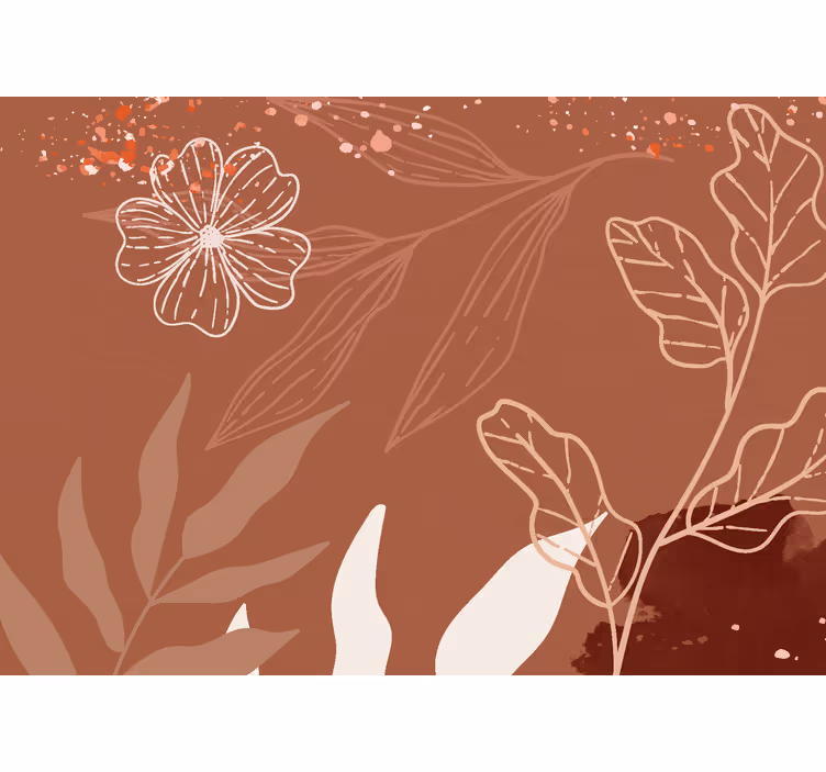 Fotomurale terracotta design foglie minimaliste - TenStickers