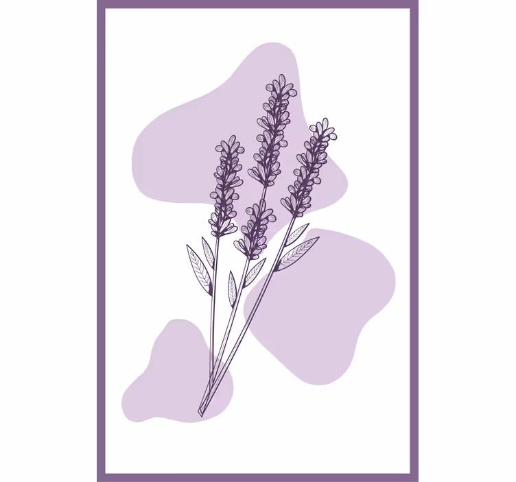 Fotomurale viola pianta di lavanda disegnata - TenStickers
