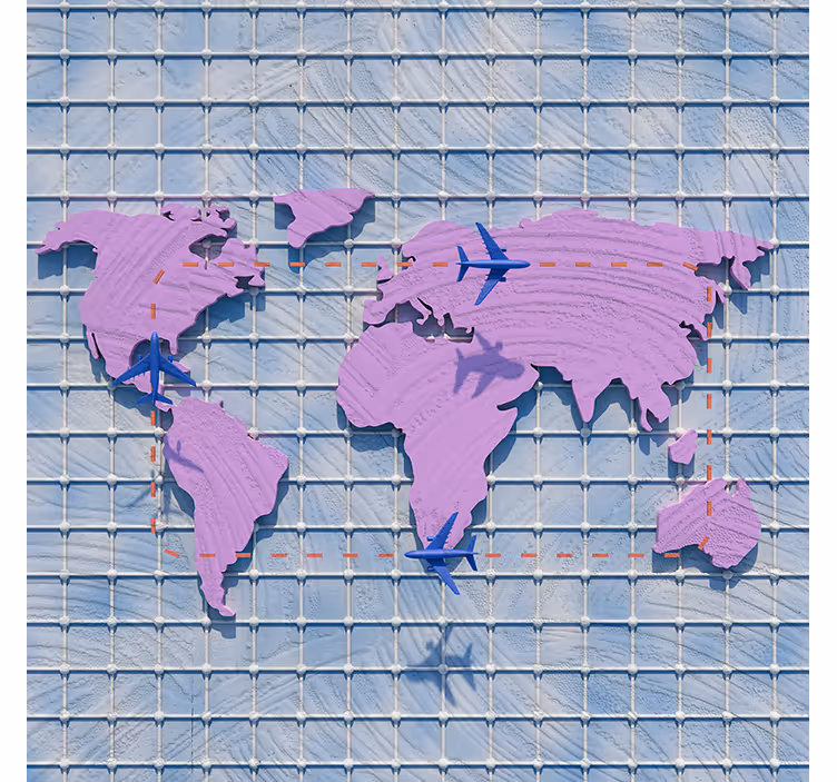 Fotomurale viola mappa del mondo artistica - TenStickers