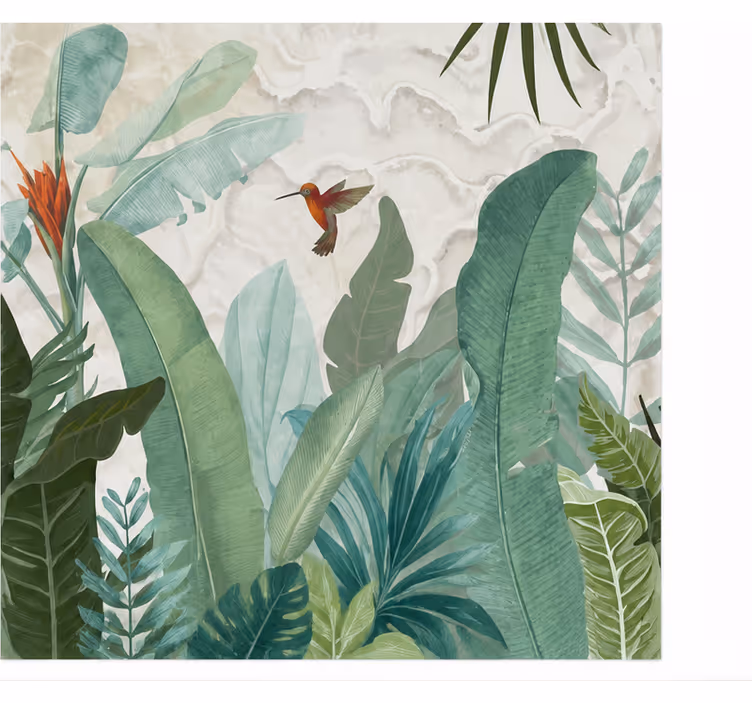 Fotomurali natura colibrì nella giungla disegnato - TenStickers