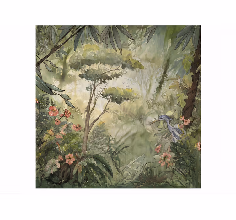 Fotomurali natura giungla tropicale acquarello - TenStickers