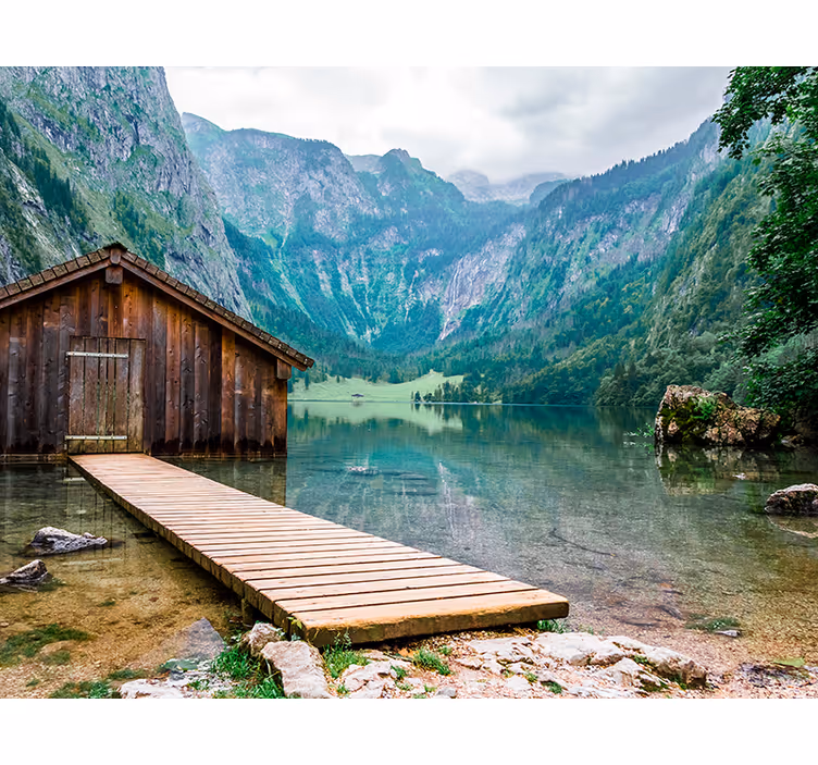 Spettacolare fotomurale 3D con lago di montagna - TenStickers