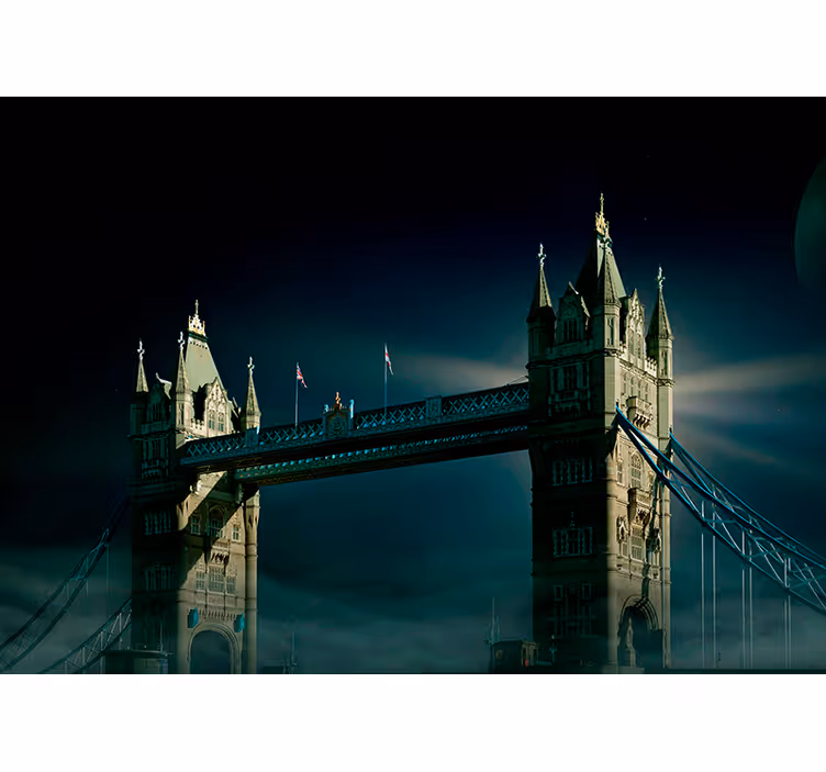 Suggestivo fotomurale ponte Londra con nebbia - TenStickers