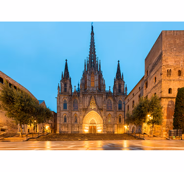 Fotomurale Barcellona notte della cattedrale gotica - TenStickers