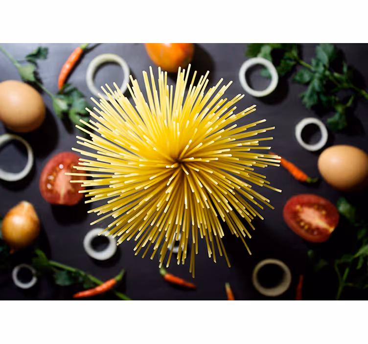 Originale fotomurale 3D cucina con spaghetti - TenStickers