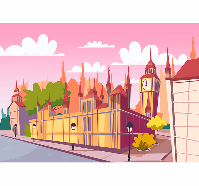 Fotomurale bambini con Londra in rosa - TenStickers