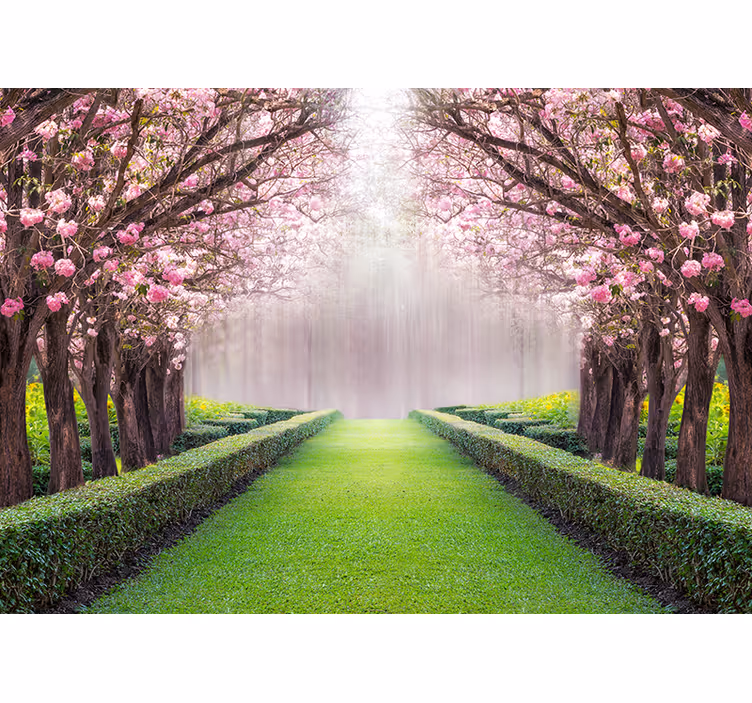 Fotomurale di paesaggio con boschetto rosa - TenStickers