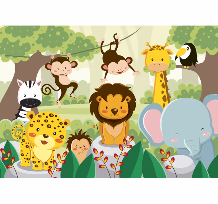 Fotomurale con animali stile cartoon - TenStickers