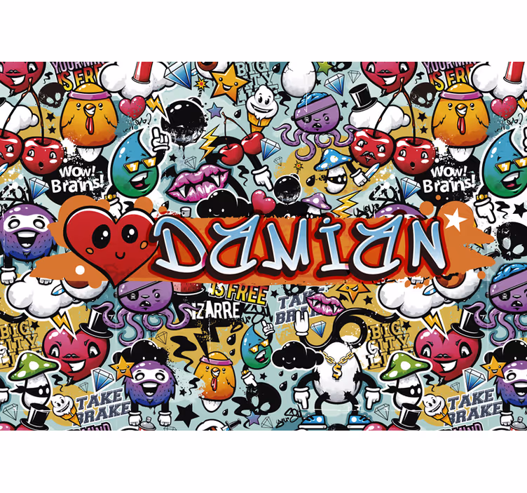 Fotomurale con emoticon e nome personalizzabile - TenStickers