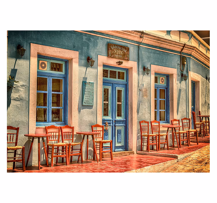 Fotomurale città scena di strada del caffè - TenStickers