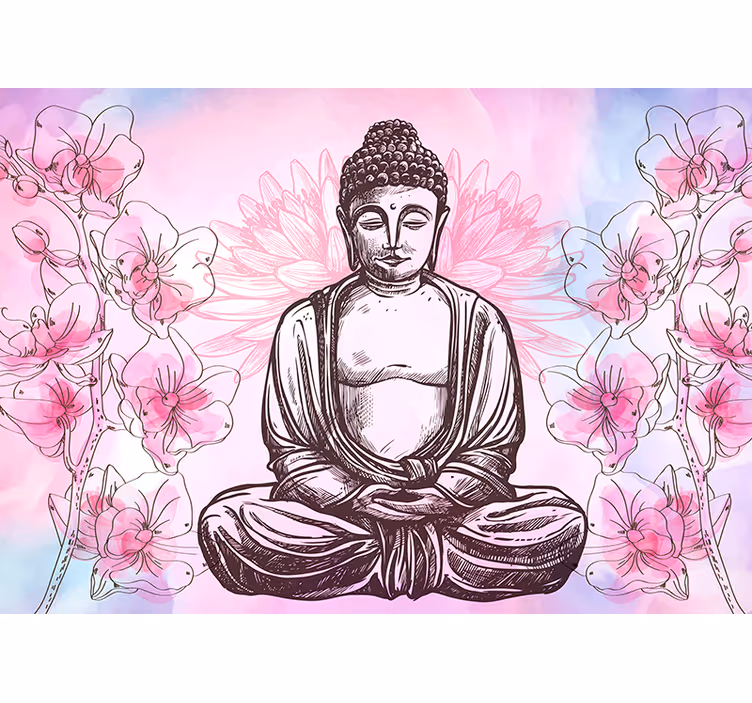Splendido fotomurale Zen con buddha e orchidee - TenStickers