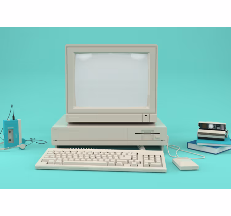 Fotomurale veicoli configurazione del computer d'epoca - TenStickers