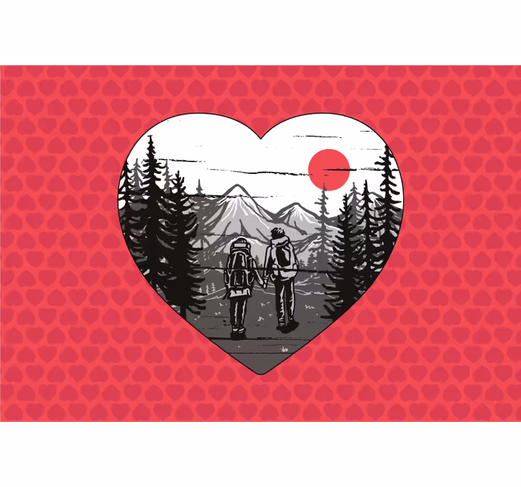 Fotomurale amore avventura del cuore in montagna - TenStickers