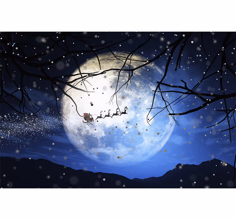 Fotomurale di natale viaggio notturno di babbo natale - TenStickers