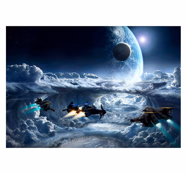 Fotomurale Navi spaziali in azione - TenStickers