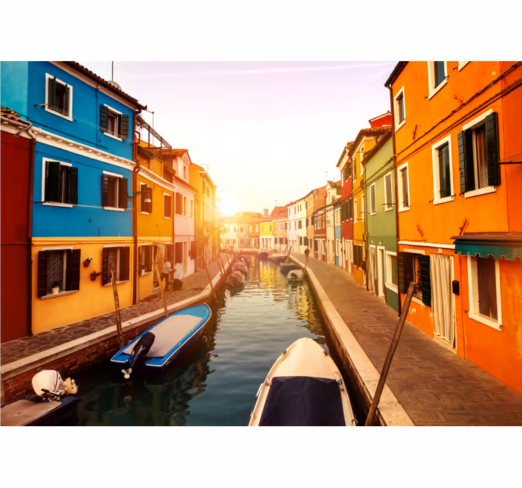Fotomurale città vista colorata sul canale - TenStickers