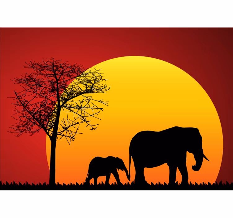 Fotomurale animali elefanti al crepuscolo - TenStickers