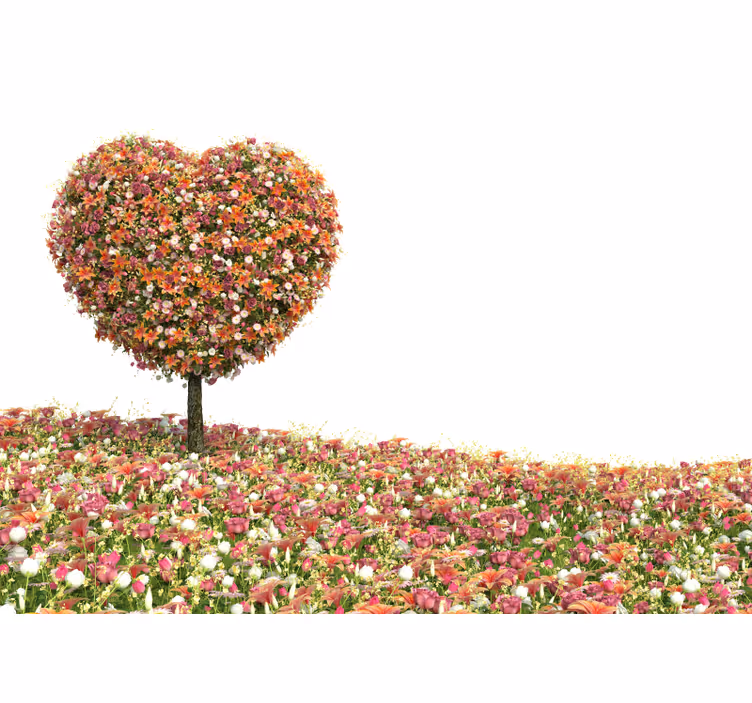 Fotomurale fiori albero floreale a forma di cuore - TenStickers