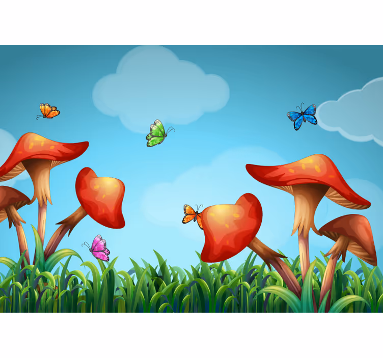Fotomurali natura giardino di funghi fantasioso - TenStickers