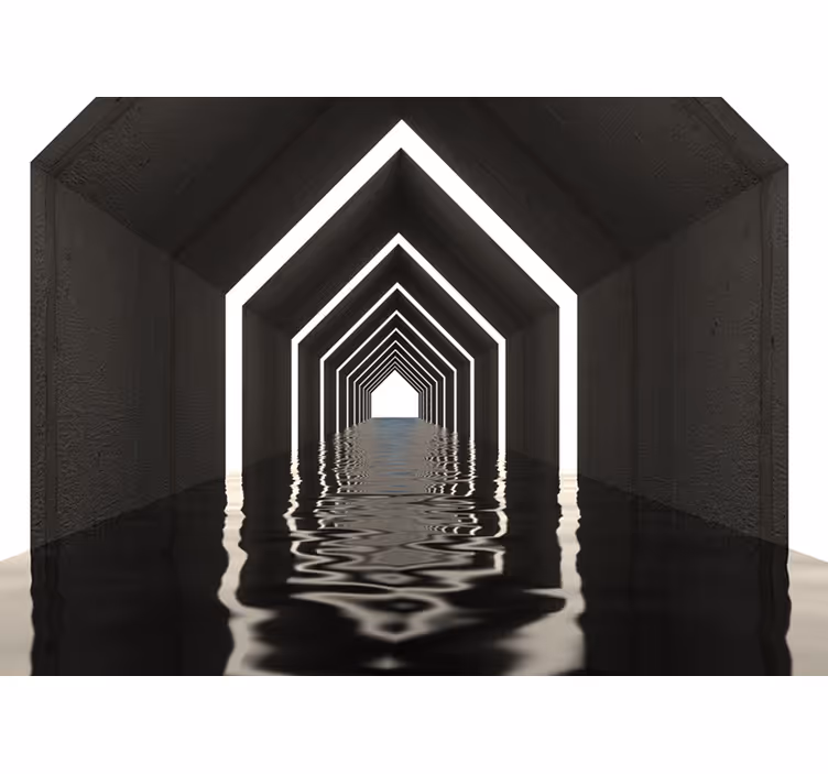 Fotomurale 3d prospettiva del tunnel riflettente - TenStickers