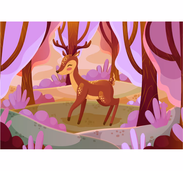 Fotomurale animali cervi incantevoli nella foresta - TenStickers