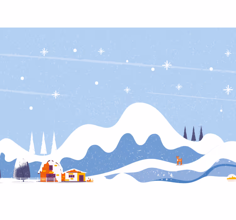 Fotomurale cameretta montagna innevata disegnata - TenStickers