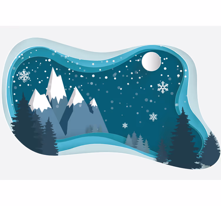 Fotomurale montagna paesaggio montano invernale - TenStickers