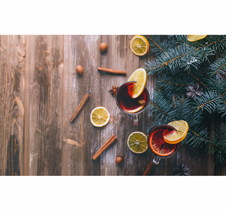 Fotomurale di natale presentazione del vino aromatizzato - TenStickers