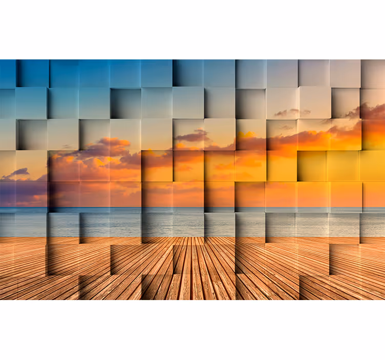 Fotomurale 3d vista oceano al tramonto - TenStickers