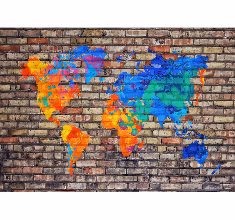 Fotomurale mappamondo mappa geografica colorata - TenStickers