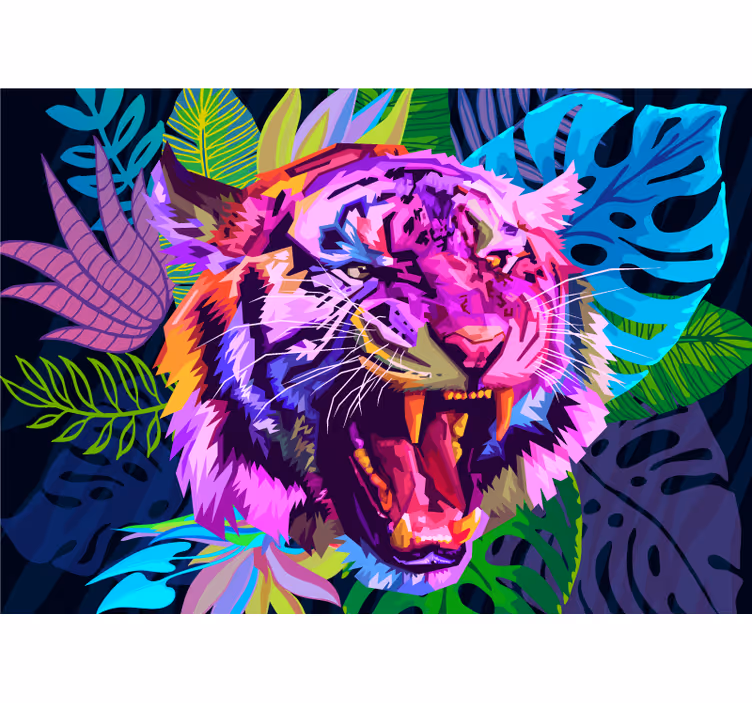 Fotomurale animali testa di tigre colorata - TenStickers