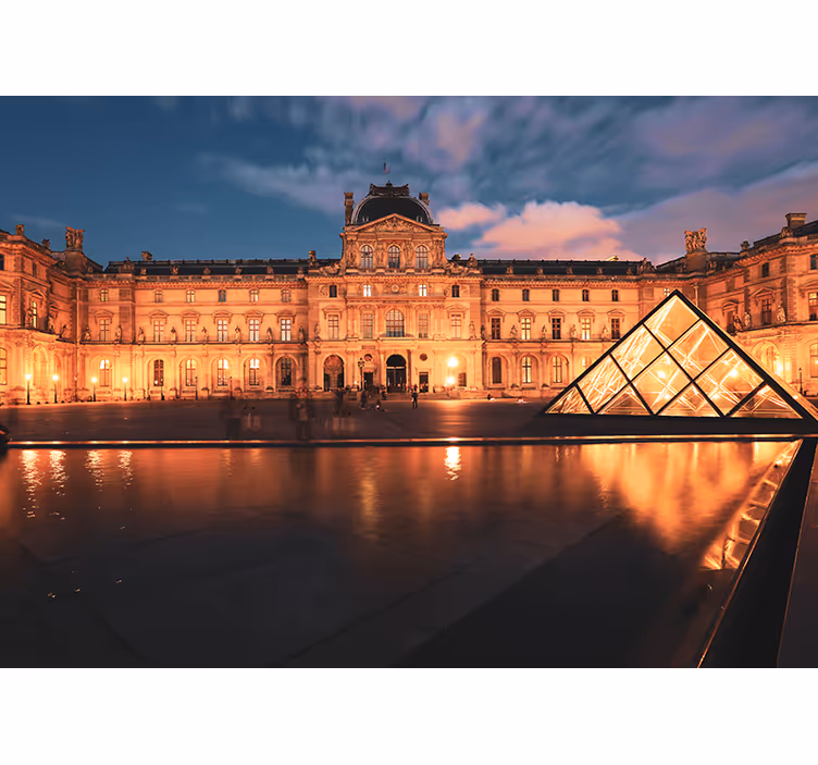 Fotomurale città piramide del louvre di notte - TenStickers