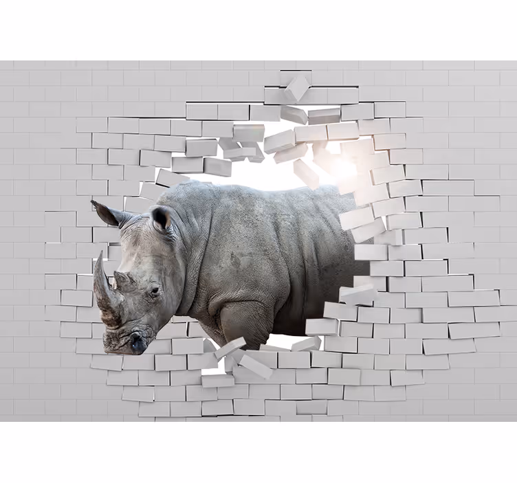 Fotomurale animali rinoceronte che sfonda - TenStickers